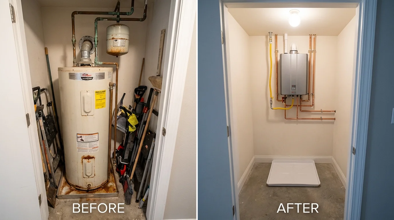 Tank water heater versus wall-mounted tankless unit comparison for Lake Placid, NY homeowners