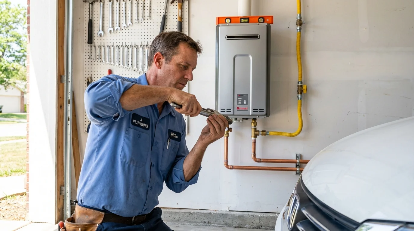 Tankless water heater installation by a Johns Plumbing LLC plumber in Lake Placid